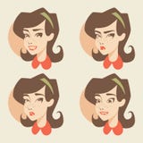 Iconos retros de la muchacha/de las emociones libre illustration Iconos retros de la muchacha/de las emociones libre illustration