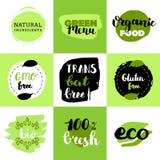 Iconos sanos de la comida, etiquetas Etiquetas orgánicas Elementos del producto natural Logotipo para el menú vegetariano del res libre illustration Iconos sanos de la comida, etiquetas Etiquetas orgánicas Elementos del producto natural Logotipo para el menú vegetariano del res libre illustration
