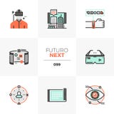 Iconos siguientes de Futuro de la realidad virtual stock de ilustración Iconos siguientes de Futuro de la realidad virtual stock de ilustración