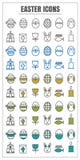 Icons Easter vector color black Yellow green blue on white backg Stock Illustration Icons Easter vector color black Yellow green blue on white backg Stock Illustration
