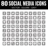 Grey Vector square social media icons - for web design and graphic design
