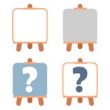 Icons set of four wooden easels with canvas and question marks . royalty free illustration Icons set of four wooden easels with canvas and question marks . royalty free illustration