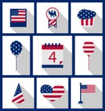 Icons Set USA Flag Color Independence Day 4th of July Royalty Free Stock Photography Icons Set USA Flag Color Independence Day 4th of July Royalty Free Stock Photography