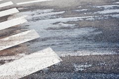 Icy Pedestrian Crossing Royalty Free Stock Photo Icy Pedestrian Crossing Royalty Free Stock Photo
