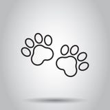 Icône animale d'impression de patte dans la ligne style Illustration de vecteur sur l'isolant illustration stock Icône animale d'impression de patte dans la ligne style Illustration de vecteur sur l'isolant illustration stock