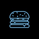 Icône d'hamburger dans le style au néon Un de l'icône de collection d'aliments de préparation rapide peut être employé pour UI, U illustration stock Icône d'hamburger dans le style au néon Un de l'icône de collection d'aliments de préparation rapide peut être employé pour UI, U illustration stock