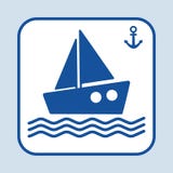 Icône de bateau Ancre de signe Thème marin Silhouette bleu-foncé Illustration de vecteur illustration stock Icône de bateau Ancre de signe Thème marin Silhouette bleu-foncé Illustration de vecteur illustration stock