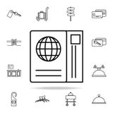icône de billet de passeport et d'hôtel Ensemble universel d'icônes d'hôtel pour le Web et le mobile illustration stock icône de billet de passeport et d'hôtel Ensemble universel d'icônes d'hôtel pour le Web et le mobile illustration stock