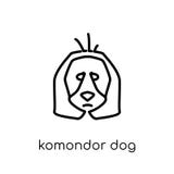 Icône de chien de Komondor Chien linéaire plat moderne à la mode de Komondor de vecteur illustration stock Icône de chien de Komondor Chien linéaire plat moderne à la mode de Komondor de vecteur illustration stock