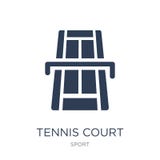 Icône de court de tennis Icône plate à la mode de court de tennis de vecteur sur le blanc illustration stock Icône de court de tennis Icône plate à la mode de court de tennis de vecteur sur le blanc illustration stock