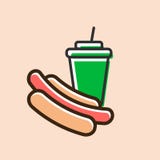 Icône de hot dog et de boisson non alcoolisée illustration de vecteur Icône de hot dog et de boisson non alcoolisée illustration de vecteur