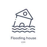 Icône de inondation linéaire de maison de collection d'ensemble de météorologie Ligne mince icône de maison d'inondation d'isolem illustration libre de droits Icône de inondation linéaire de maison de collection d'ensemble de météorologie Ligne mince icône de maison d'inondation d'isolem illustration libre de droits