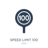 icône de la limitation de vitesse 100 dans le style à la mode de conception icône de la limitation de vitesse 100 d'isolement sur illustration libre de droits icône de la limitation de vitesse 100 dans le style à la mode de conception icône de la limitation de vitesse 100 d'isolement sur illustration libre de droits