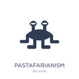 Icône de Pastafarianism Icône plate à la mode de Pastafarianism de vecteur sur W illustration stock Icône de Pastafarianism Icône plate à la mode de Pastafarianism de vecteur sur W illustration stock
