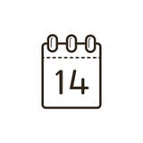 Icône de schéma du calendrier d'arrachement avec le quatorzième sur la feuille illustration libre de droits Icône de schéma du calendrier d'arrachement avec le quatorzième sur la feuille illustration libre de droits