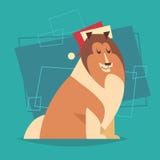 Icône 2018 de vacances d'hiver de symbole de Santa Hat New Year d'usage de chien illustration libre de droits Icône 2018 de vacances d'hiver de symbole de Santa Hat New Year d'usage de chien illustration libre de droits