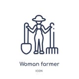 Icône linéaire d'agricultrice de collection d'ensemble de dames Ligne mince icône d'agricultrice d'isolement sur le fond blanc Ag illustration stock Icône linéaire d'agricultrice de collection d'ensemble de dames Ligne mince icône d'agricultrice d'isolement sur le fond blanc Ag illustration stock