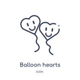 Icône linéaire de coeurs de ballon de collection d'ensemble de jeu Ligne mince icône de coeurs de ballon d'isolement sur le fond illustration stock Icône linéaire de coeurs de ballon de collection d'ensemble de jeu Ligne mince icône de coeurs de ballon d'isolement sur le fond illustration stock