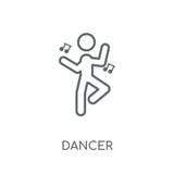 Icône linéaire de danseur Concept moderne de logo de danseur d'ensemble sur le blanc illustration de vecteur Icône linéaire de danseur Concept moderne de logo de danseur d'ensemble sur le blanc illustration de vecteur