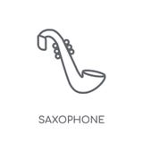 Icône linéaire de saxophone Concept moderne de logo de saxophone d'ensemble dessus illustration libre de droits Icône linéaire de saxophone Concept moderne de logo de saxophone d'ensemble dessus illustration libre de droits