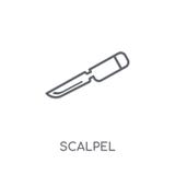 Icône linéaire de scalpel Concept moderne de logo de scalpel d'ensemble sur le petit morceau illustration stock Icône linéaire de scalpel Concept moderne de logo de scalpel d'ensemble sur le petit morceau illustration stock