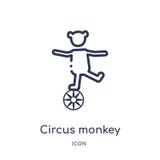 Icône linéaire de singe de cirque de collection d'ensemble de cirque Ligne mince vecteur de singe de cirque d'isolement sur le fo illustration libre de droits Icône linéaire de singe de cirque de collection d'ensemble de cirque Ligne mince vecteur de singe de cirque d'isolement sur le fo illustration libre de droits