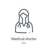 Icône linéaire de spécialiste en médecin de la collection médicale d'ensemble Ligne mince icône de spécialiste en médecin d'isole illustration libre de droits Icône linéaire de spécialiste en médecin de la collection médicale d'ensemble Ligne mince icône de spécialiste en médecin d'isole illustration libre de droits