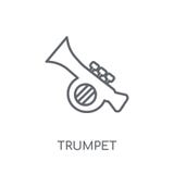 Icône linéaire de trompette Concept moderne de logo de trompette d'ensemble sur le petit morceau illustration libre de droits Icône linéaire de trompette Concept moderne de logo de trompette d'ensemble sur le petit morceau illustration libre de droits