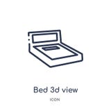 Icône linéaire de vue du lit 3d de collection d'ensemble de bâtiments Ligne mince icône de vue du lit 3d d'isolement sur le fond illustration stock Icône linéaire de vue du lit 3d de collection d'ensemble de bâtiments Ligne mince icône de vue du lit 3d d'isolement sur le fond illustration stock