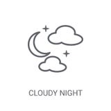 Icône nuageuse de nuit Concept nuageux à la mode de logo de nuit sur le CCB blanc illustration libre de droits Icône nuageuse de nuit Concept nuageux à la mode de logo de nuit sur le CCB blanc illustration libre de droits