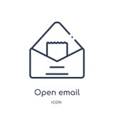 Icône ouverte linéaire d'email de collection d'ensemble d'éducation Ligne mince vecteur ouvert d'email d'isolement sur le fond bl illustration stock Icône ouverte linéaire d'email de collection d'ensemble d'éducation Ligne mince vecteur ouvert d'email d'isolement sur le fond bl illustration stock
