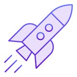 Icône plate de Rocket en vol Icônes violettes de lancement dans le style plat à la mode Conception de style de gradient de navett illustration libre de droits Icône plate de Rocket en vol Icônes violettes de lancement dans le style plat à la mode Conception de style de gradient de navett illustration libre de droits