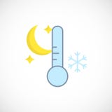 Icône prévue moderne d'un temps froid d'hiver de nuit sur le blanc illustration de vecteur Icône prévue moderne d'un temps froid d'hiver de nuit sur le blanc illustration de vecteur