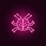 Icône robotique futée de cerveau Éléments d'artificiel dans les icônes au néon de style E illustration libre de droits Icône robotique futée de cerveau Éléments d'artificiel dans les icônes au néon de style E illustration libre de droits