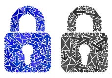 Icônes de serrure de mosaïque de mouvement de courrier illustration stock Icônes de serrure de mosaïque de mouvement de courrier illustration stock