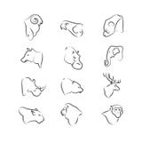 Icônes de têtes d'animaux sauvages sur le fond blanc illustration libre de droits Icônes de têtes d'animaux sauvages sur le fond blanc illustration libre de droits