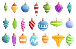 Icônes ensemble, style de jouets d'arbre de Noël de bande dessinée illustration libre de droits Icônes ensemble, style de jouets d'arbre de Noël de bande dessinée illustration libre de droits