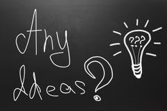 Idea concept with text: Any Ideas drawn on blackboard stock images Idea concept with text: Any Ideas drawn on blackboard stock images