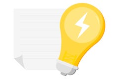 Idea Design Concept with Shining Light Bulb, Button, Headline and Text Place. Suitable for Web banner, Infographics, Hero images. stock illustration Idea Design Concept with Shining Light Bulb, Button, Headline and Text Place. Suitable for Web banner, Infographics, Hero images. stock illustration