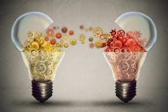 Idea Exchange Concept. Open Lightbulb Icon With Gear Mechanisms Stock Image Idea Exchange Concept. Open Lightbulb Icon With Gear Mechanisms Stock Image