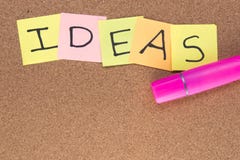 Ideas written on post it notes with a pink highlighter royalty free stock photography Ideas written on post it notes with a pink highlighter royalty free stock photography