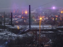 Ideia da planta e da vida noturno da cidade fotografia de stock Ideia da planta e da vida noturno da cidade fotografia de stock