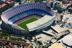 Ideia de Erial do estádio o maior de Camp Nou de Barcelona imagens de stock royalty free Ideia de Erial do estádio o maior de Camp Nou de Barcelona imagens de stock royalty free