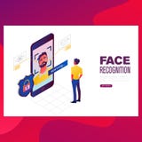 Identity Verification of person vector illustration. Face and voice recognition touch id authorization stock illustration Identity Verification of person vector illustration. Face and voice recognition touch id authorization stock illustration