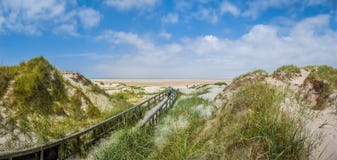 Idyllische mening van het Europese landschap van het Noordzeeduin bij strand royalty-vrije stock foto's Idyllische mening van het Europese landschap van het Noordzeeduin bij strand royalty-vrije stock foto's