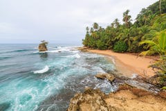 Idyllisk strand Manzanillo Costa Rica arkivfoto Idyllisk strand Manzanillo Costa Rica arkivfoto