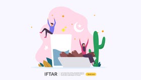 Iftar есть после голодая концепции партии пиршества Мусульманский обедающий семьи на Рамазан Kareem или Eid праздновать с характе иллюстрация вектора Iftar есть после голодая концепции партии пиршества Мусульманский обедающий семьи на Рамазан Kareem или Eid праздновать с характе иллюстрация вектора