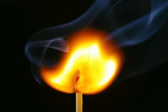 Igniting Match & Smoke Stock Photography