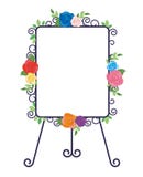 Ijzerschildersezel en Whiteboard - Modieuze rozendecoratie stock illustratie Ijzerschildersezel en Whiteboard - Modieuze rozendecoratie stock illustratie