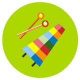 Ikona ksylofon zabawki w mieszkanie stylu Wektorowy wizerunek na round barwionym tle Element projekt, interfejs ilustracja wektor Ikona ksylofon zabawki w mieszkanie stylu Wektorowy wizerunek na round barwionym tle Element projekt, interfejs ilustracja wektor
